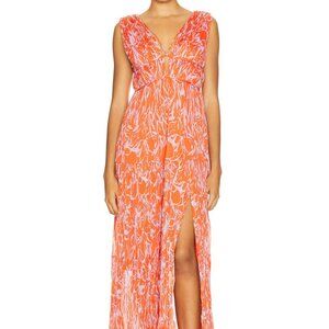 ASTR the Label Pescadero Dress in Red Orange Abstract